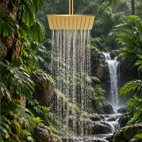 ZAVO RAIN SHOWER WITH CEILING ROD BRUSHED GOLD
